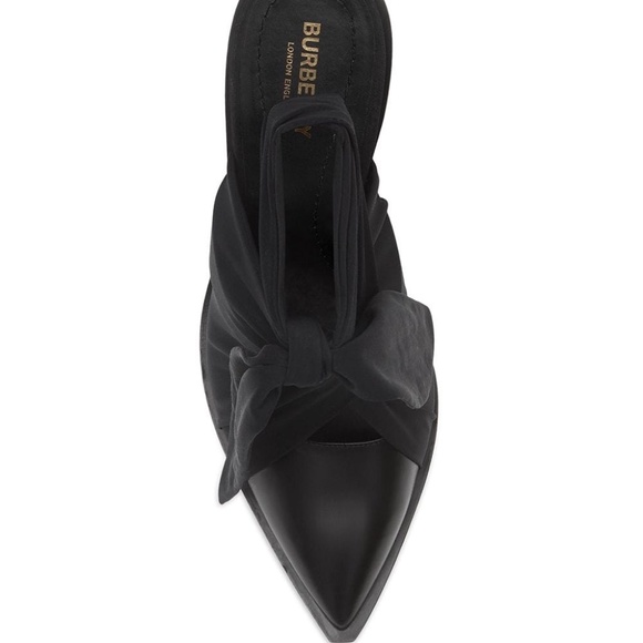 NWT Burberry Tillington Black Leather Ankle-Tie Point-Toe Bootie Pump Mule Heels - Picture 7 of 10